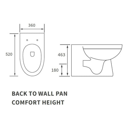 Floyer WC dos au mur à hauteur confortable et siège à fermeture douce