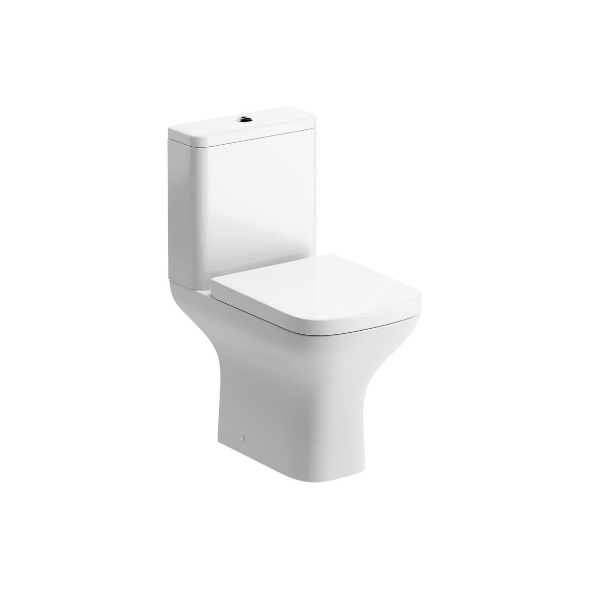 Awka Rimless Short Projection Close Coupled Open Back WC & Wrapover Soft Close Seat