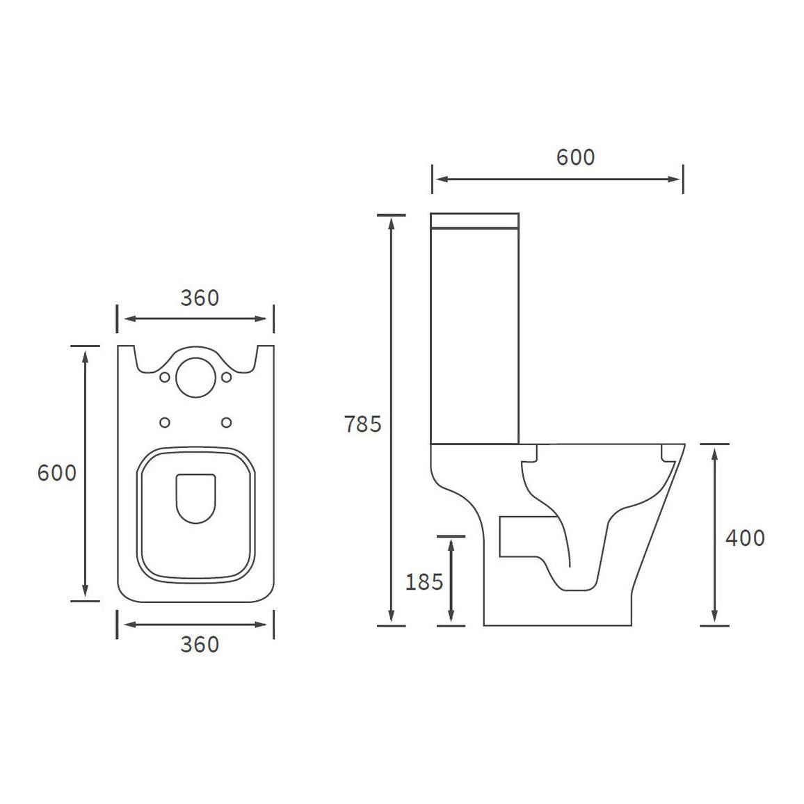 Awka Rimless Short Projection Close Coupled Open Back WC & Wrapover Soft Close Seat