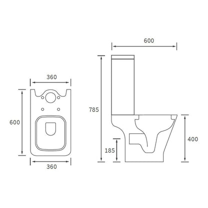 Awka Short Projection Close Coupled Open Back WC & Wrapover Soft Close Seat