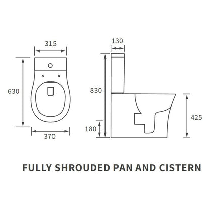 Abana Rimless Close Coupled Fully Shrouded WC & Soft Close Seat