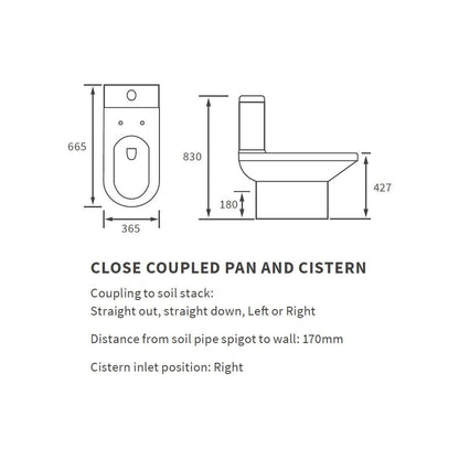 Floyer Close Coupled Open Back WC & Soft Close Seat