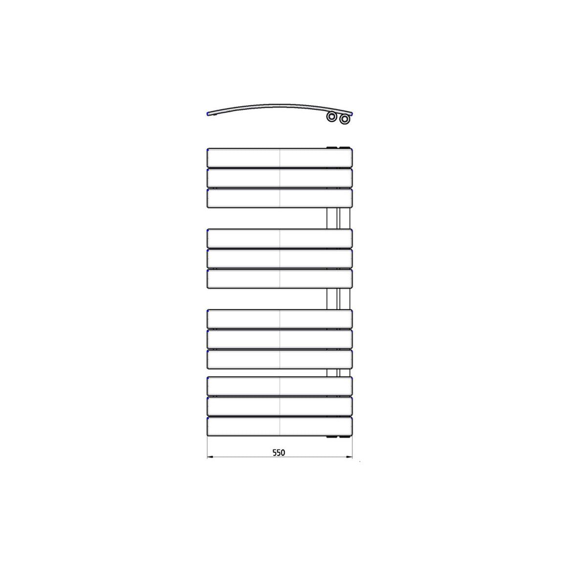 Quadrata Curved Panel Ladder Radiator (550x1080x49mm) - Chrome Radiator