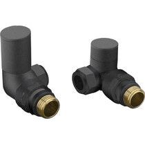 Patterned Anthracite Radiator Valves - Corner