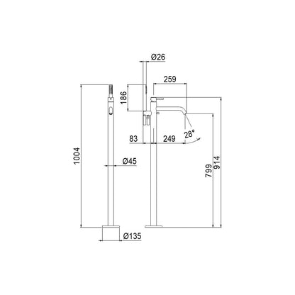 Remplisseur de baignoire sur pied Maira de Vema, chrome