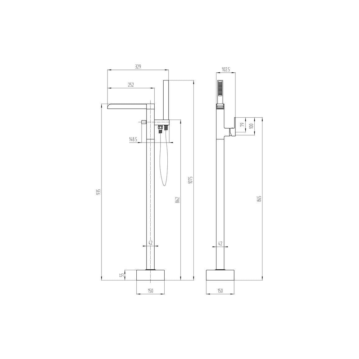 Allen Floor Standing Bath/Shower Mixer - Chrome