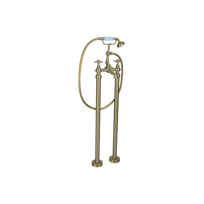 Namdi Floor Standing Bath/Shower Mixer & Shower Kit - Brushed Brass