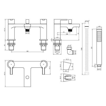 Avery Bath/Shower Mixer - Matt Black