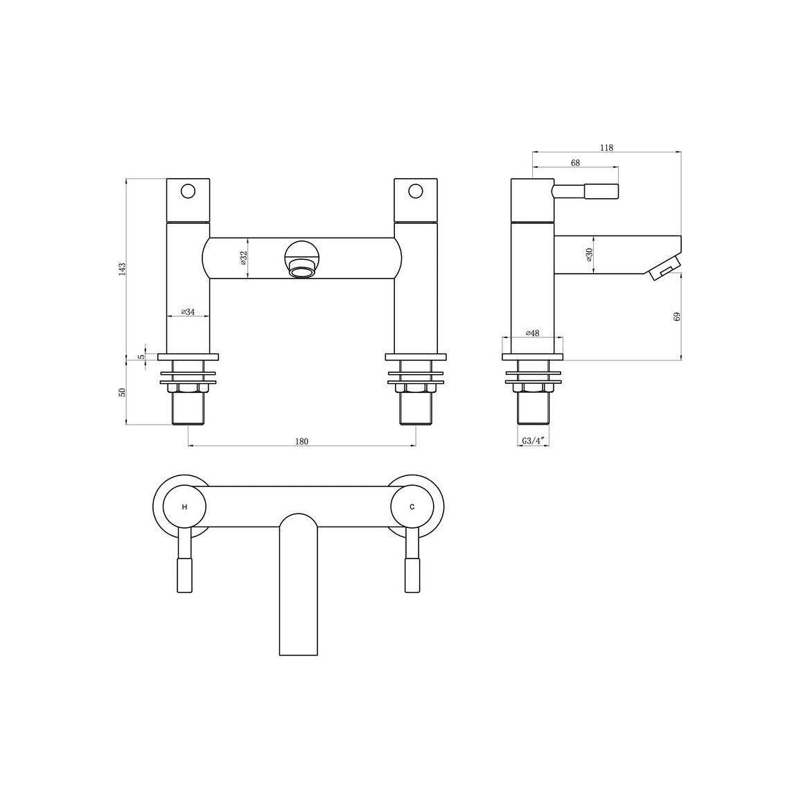 Remplisseur de bain Massey, chrome