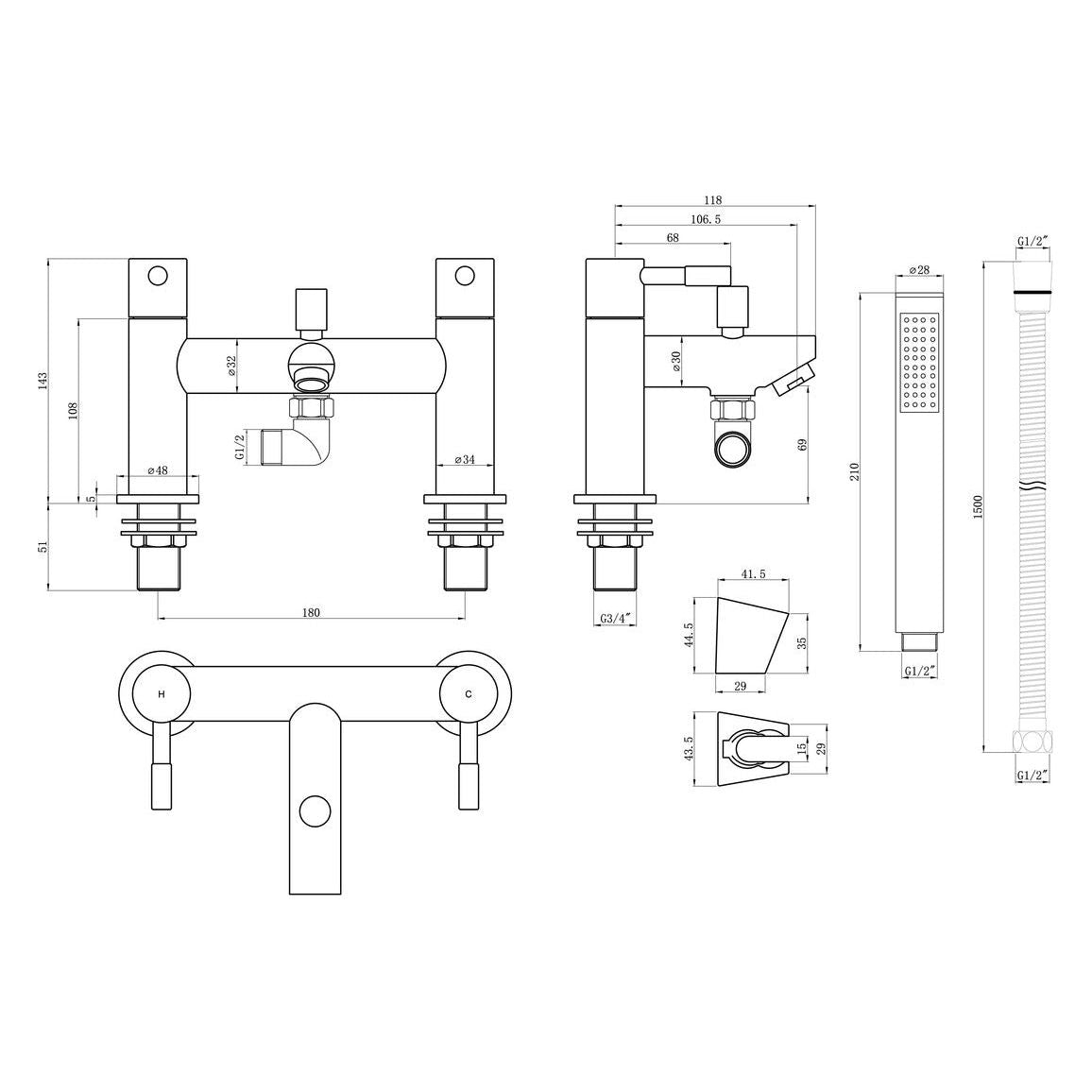 Massey Bath/Shower Mixer - Chrome