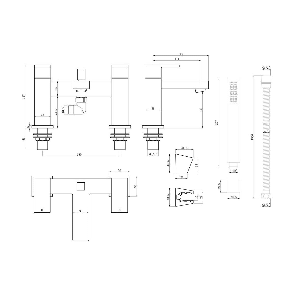 Mélangeur bain/douche et kit de douche Willinghby - Chrome