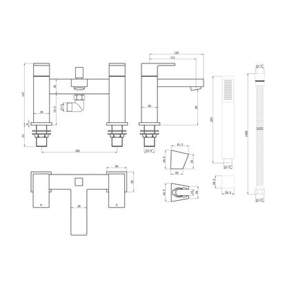 Willinghby Bath/Shower Mixer & Shower Kit - Chrome