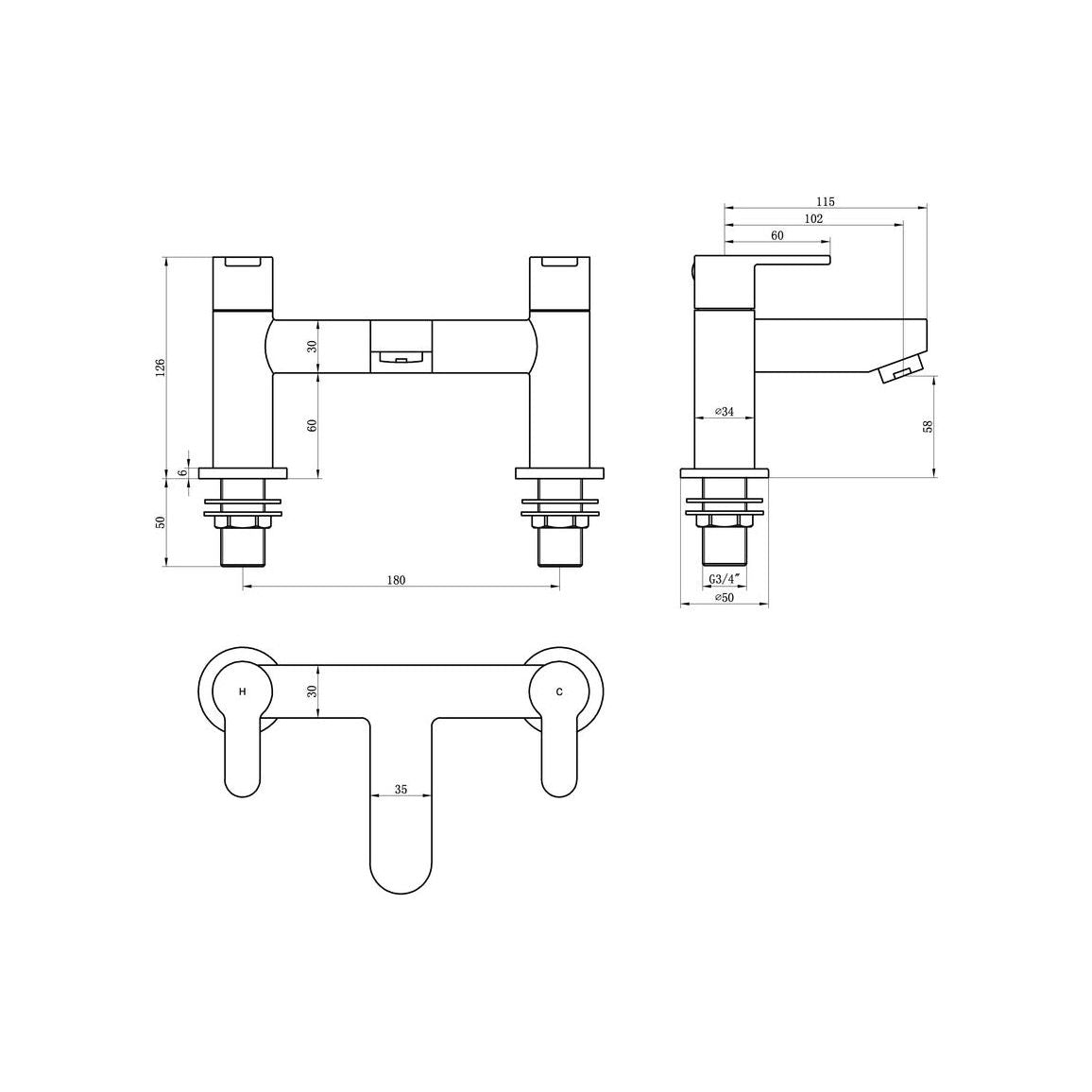 Remplisseur de bain Crowther - Chrome