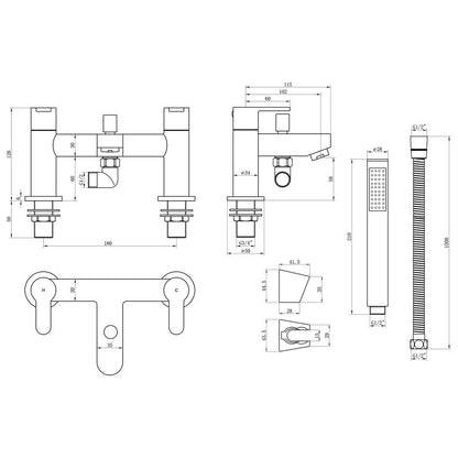 Crowther Bath/Shower Mixer & Shower Kit - Chrome