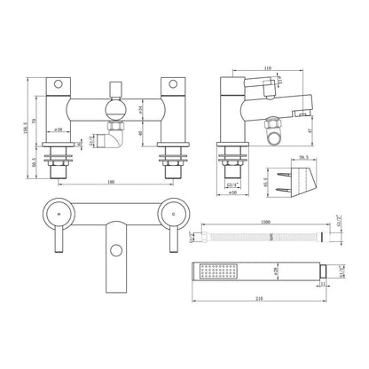 Achina Bath/Shower Mixer & Bracket - Chrome