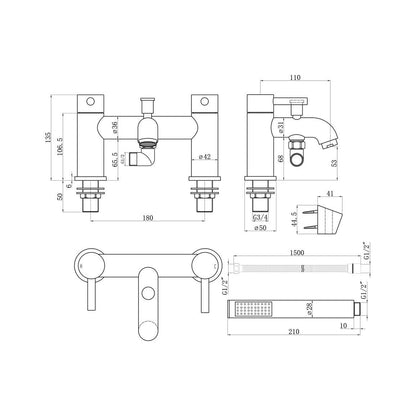 Berkley Bath/Shower Mixer & Bracket - Chrome