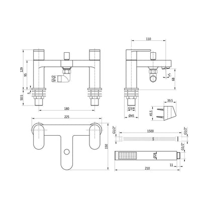 Holloway Bath/Shower Mixer & Bracket - Chrome