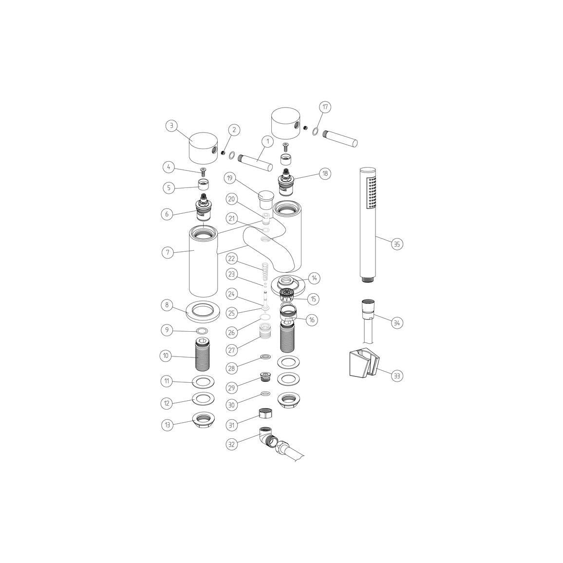 Mitigeur bain/douche Berkley et support - Laiton brossé