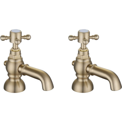 Namdi Bath Pillar Taps - Brushed Brass