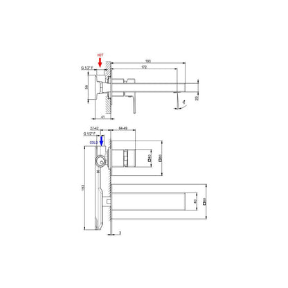 Vema Lys Mitigeur de Lavabo Mural - Chrome