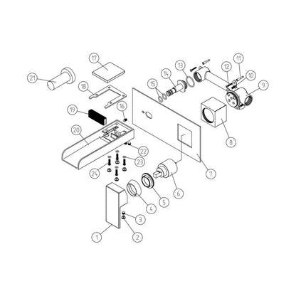 Mezclador de lavabo de pared Allen - Cromo