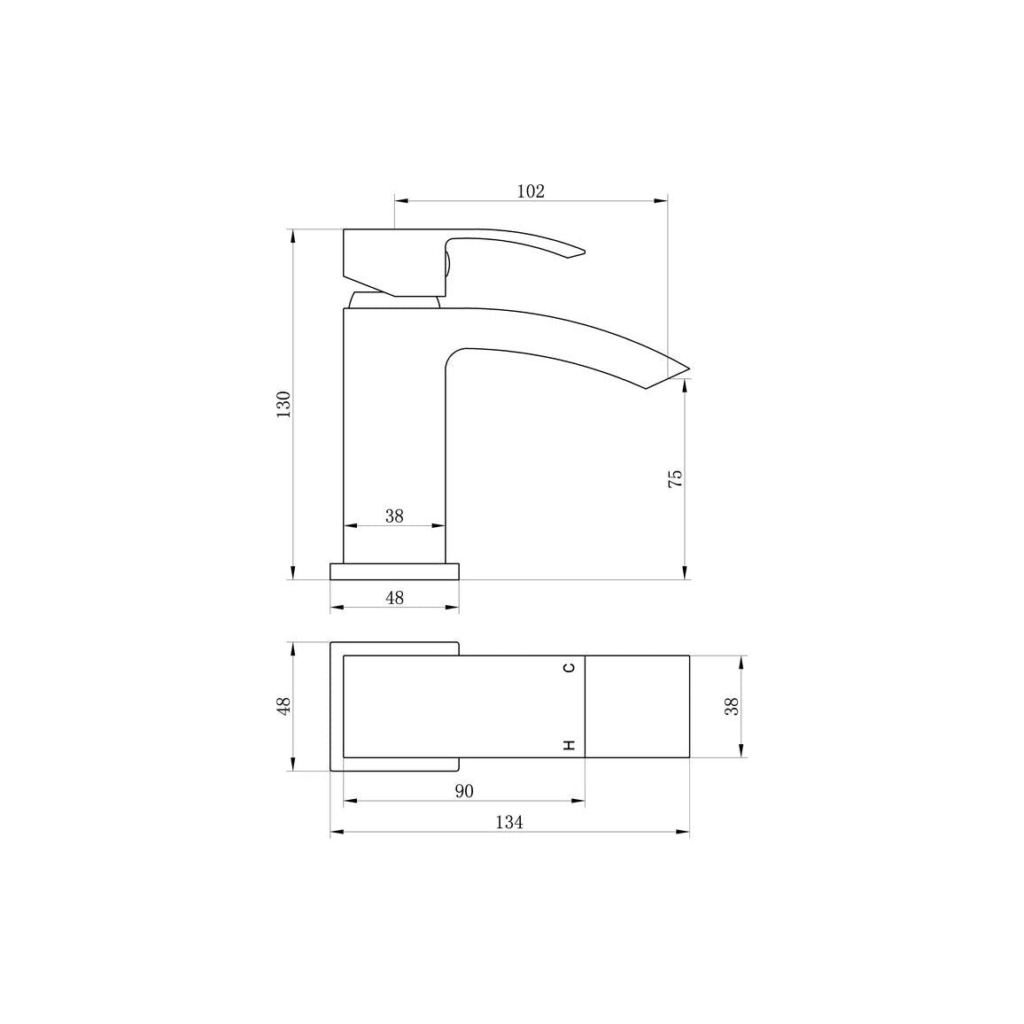 Mezclador de lavabo para guardarropa Anoru - Cromo