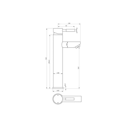 Mitigeur de lavabo haut Massey - Chrome