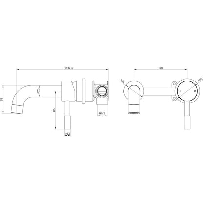 Massey Wall Mounted Basin Mixer - Chrome