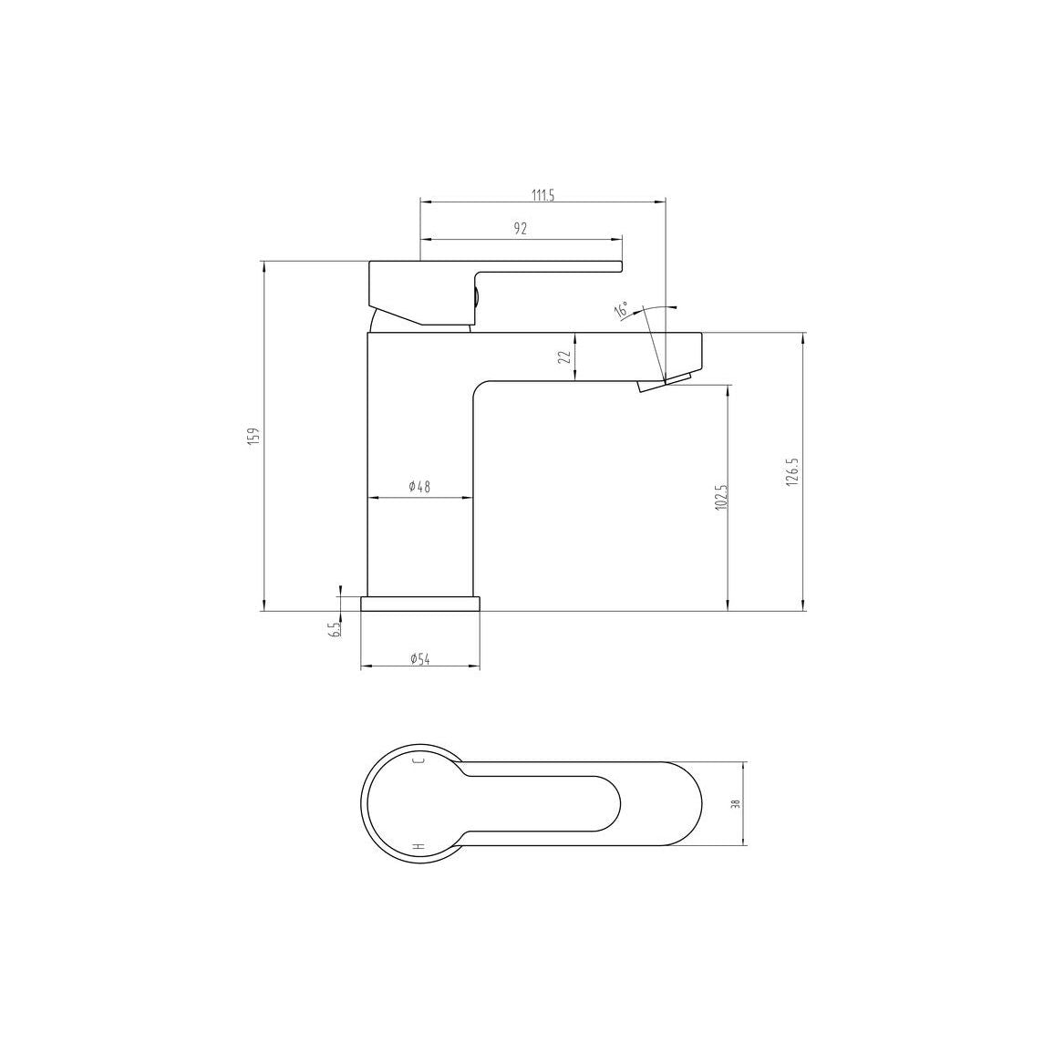 Mezclador y desagüe para lavabo Crowther - Cromo