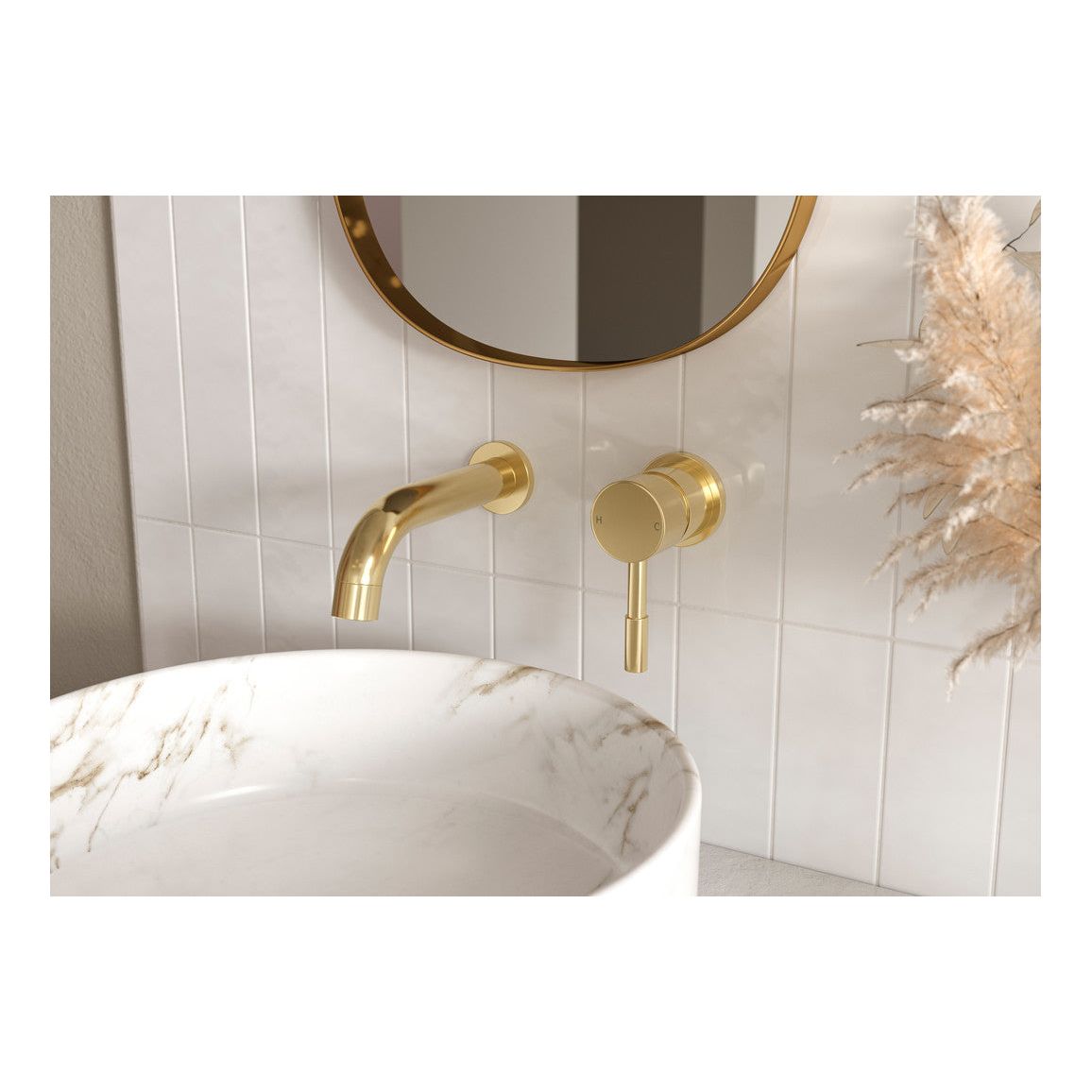 Berkley Wall Mounted Basin Mixer - Brushed Brass