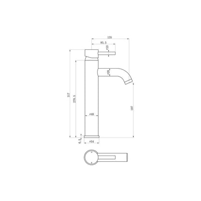 Mezclador de lavabo alto Berkley - Latón cepillado