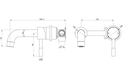 Berkley Wall Mounted Basin Mixer - Brushed Bronze