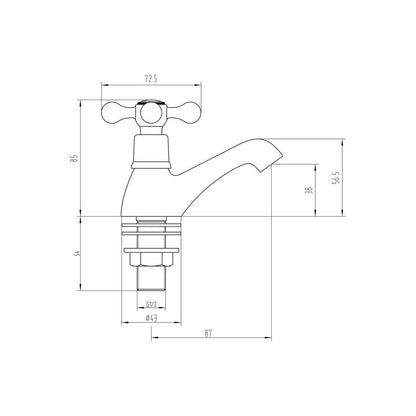 Hawley Basin Pillar Taps - Chrome