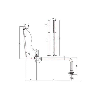 Exposed Bath Plug & Chain Waste With Pipe Shrouds - Chrome