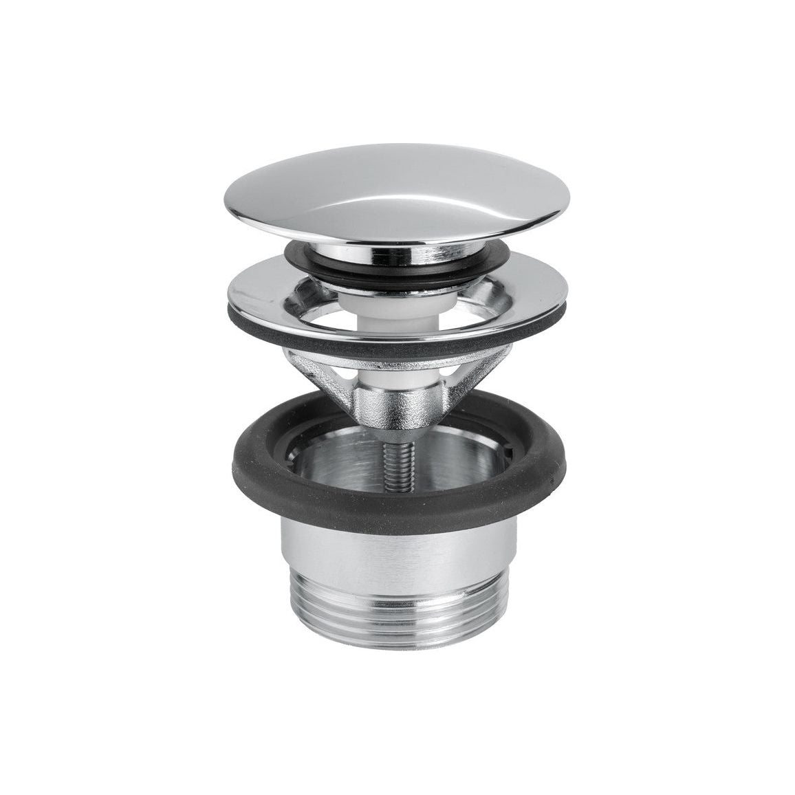 Vema Unslotted Push Button Waste - Chrome