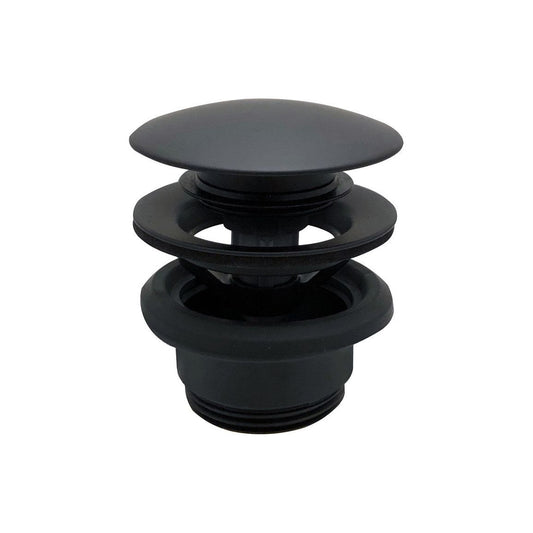 Vema Unslotted Push Button Waste - Matt Black