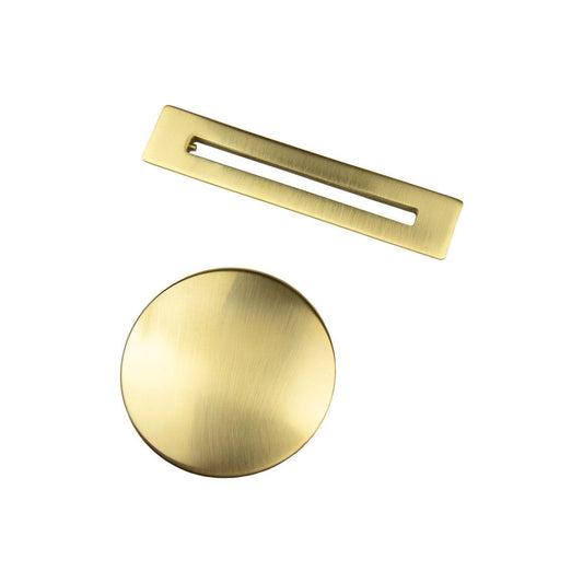 Floor Standing Bath Curved Overflow & Waste Cover - Brushed Brass