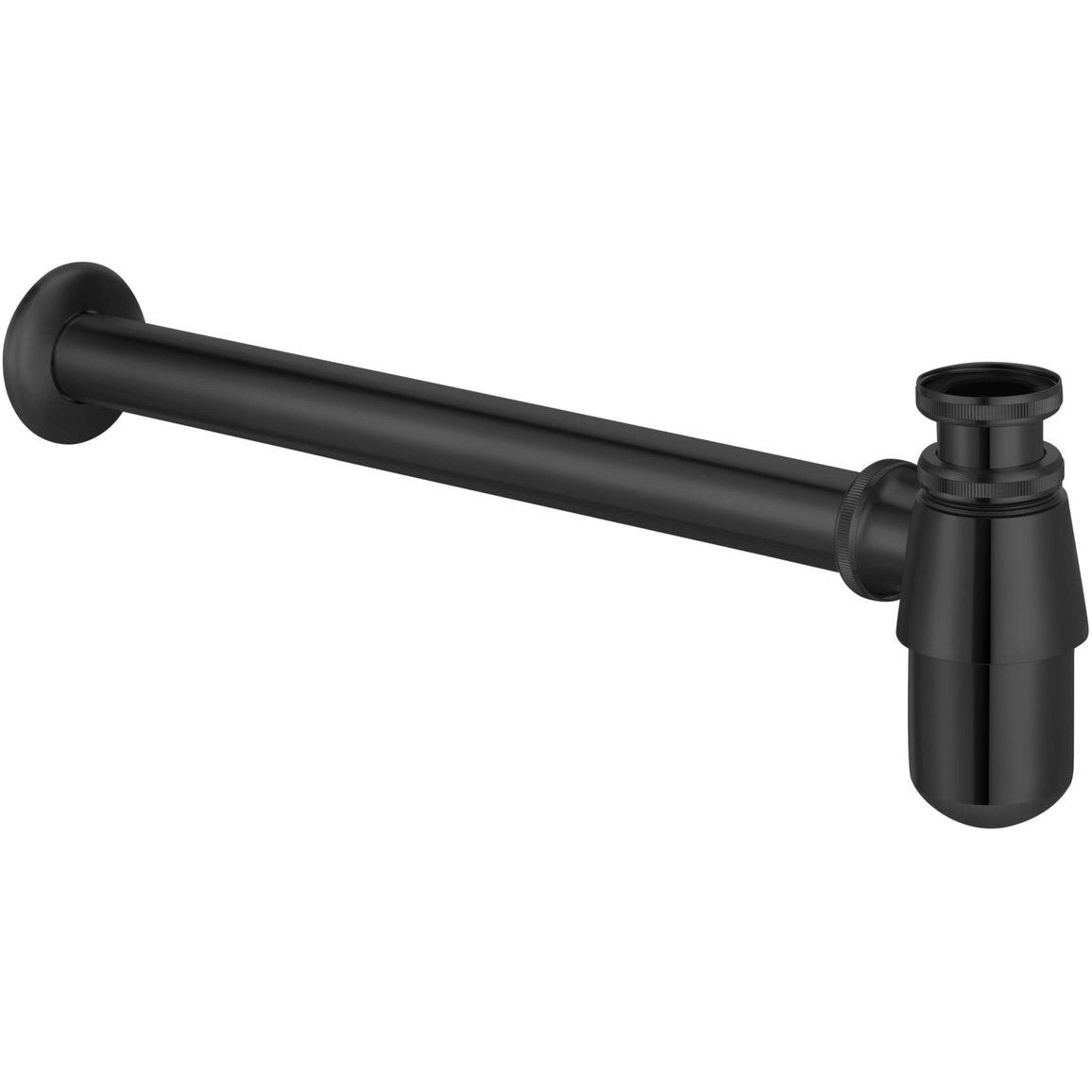 Étagère murale pour lavabo en marbre blanc Hayes de 800 mm et siphon à bouteilles noir