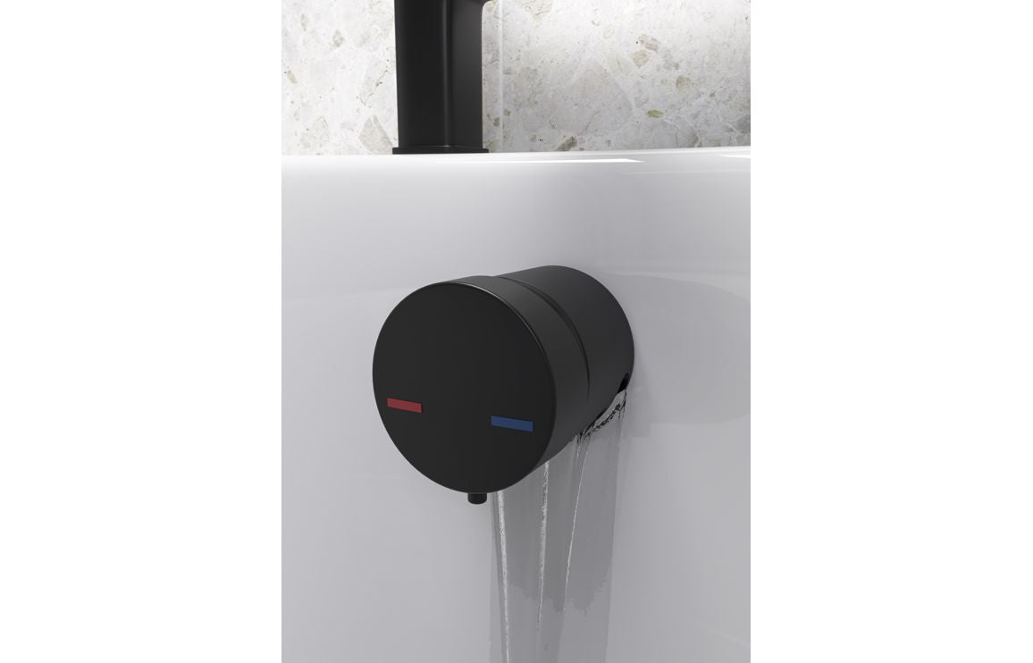 Bath Overflow Filler w/Integrated Valve - Black