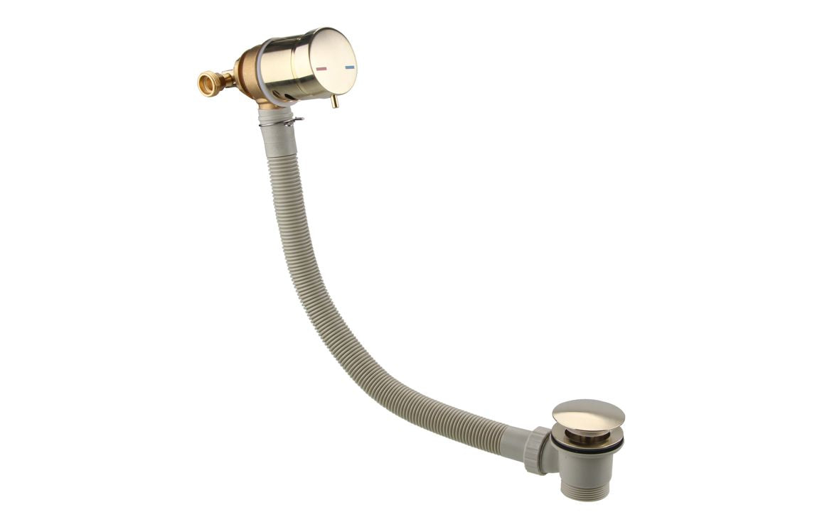 Bath Overflow Filler w/Integrated Valve - Brushed Brass