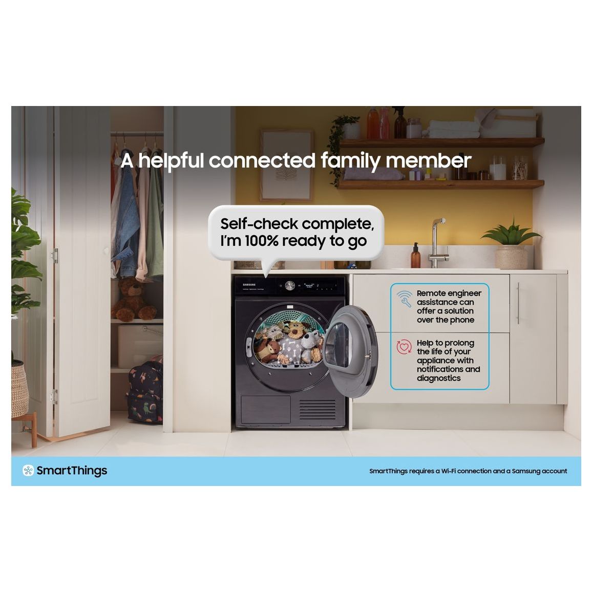 Samsung Series 6+ DV90BB5245AES1 F/S 9kg Heat Pump Tumble Dryer - White