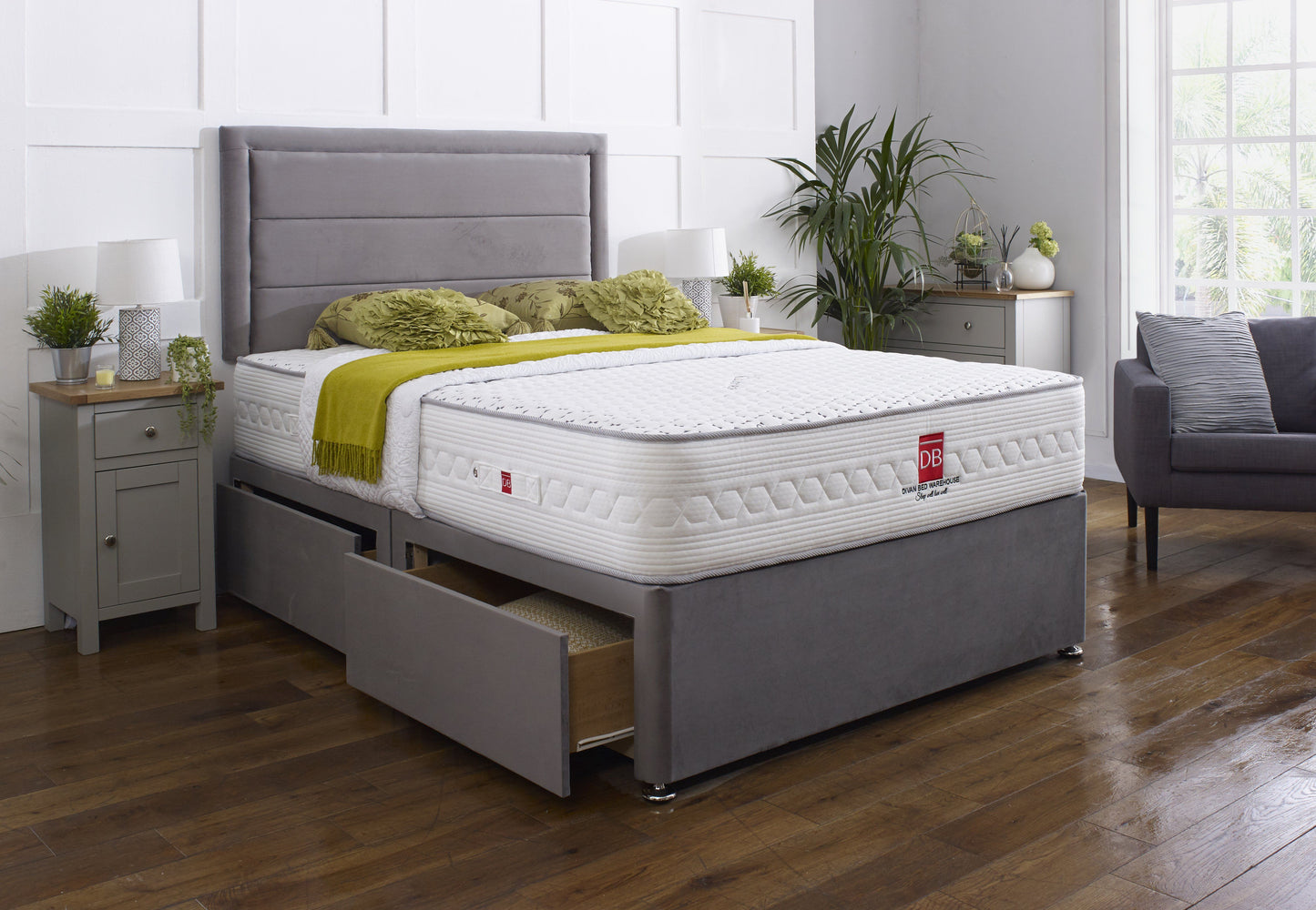 Athens Divan Bed Set with Border Headboard