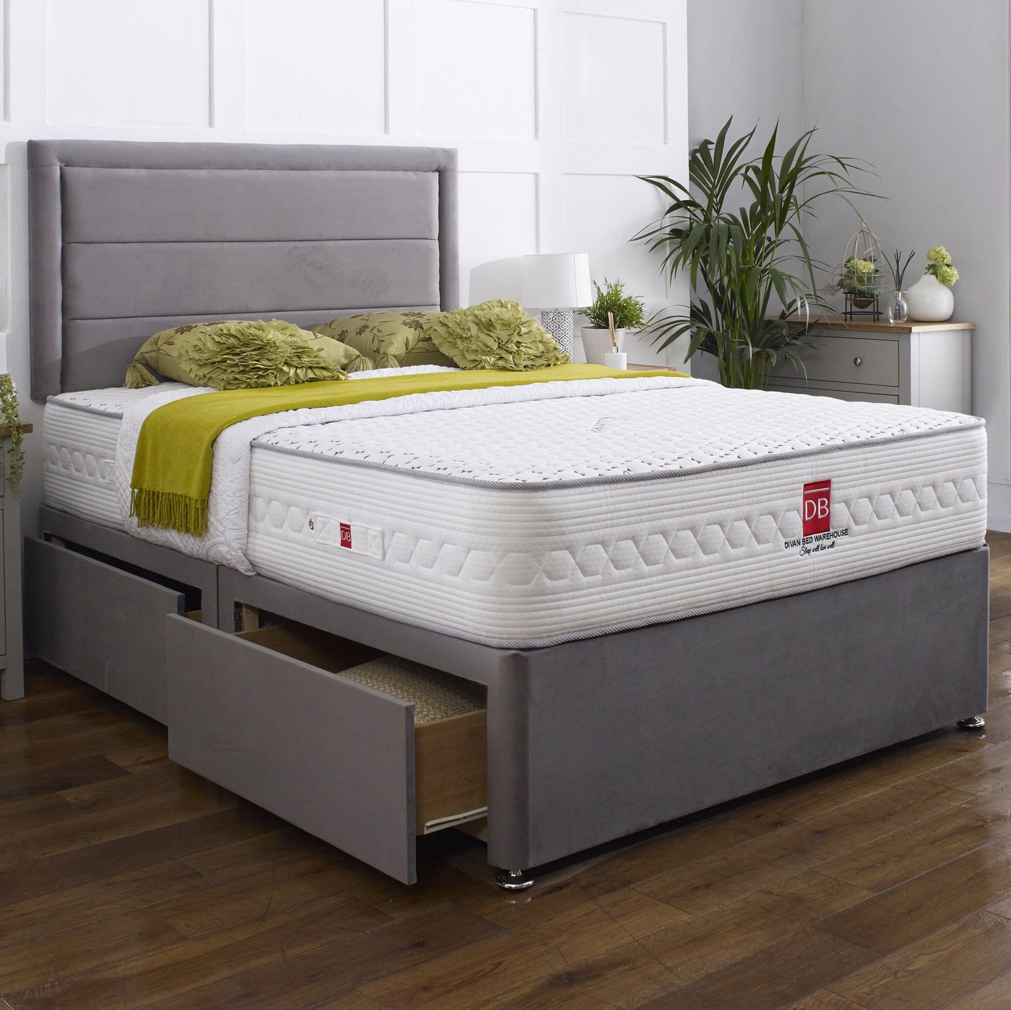 Athens Divan Bed Set with Border Headboard