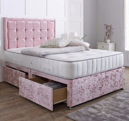 Aurora Divan Bed Set with Button Border Headboard
