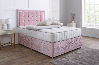 Aurora Divan Bed Set with Button Border Headboard