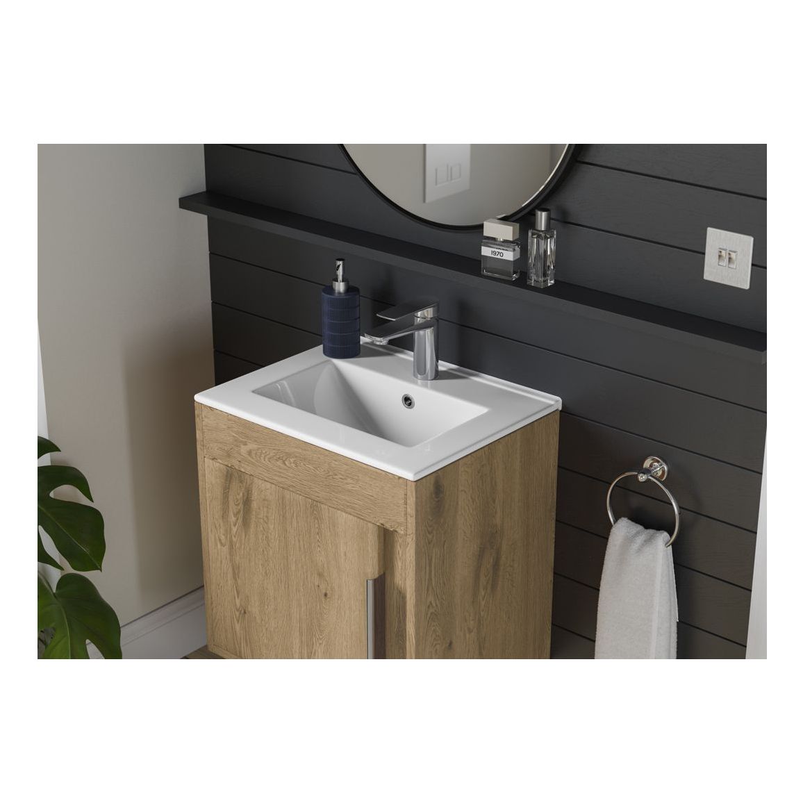 Delmar 510mm Floor Standing Unit Inc. Basin - Seville Oak