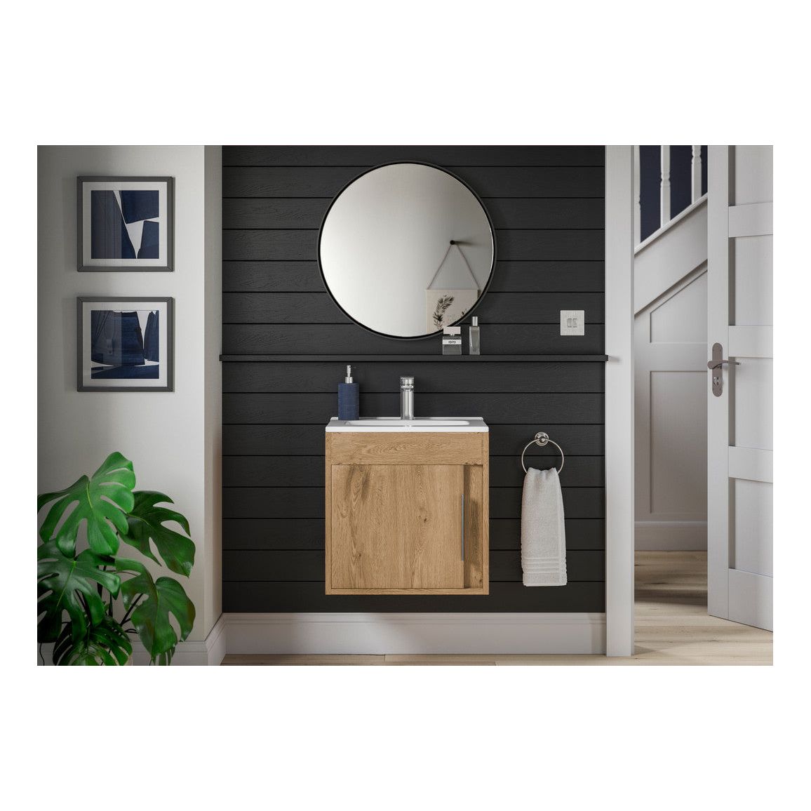 Delmar 510 mm Unité au sol avec lavabo - Chêne de Séville