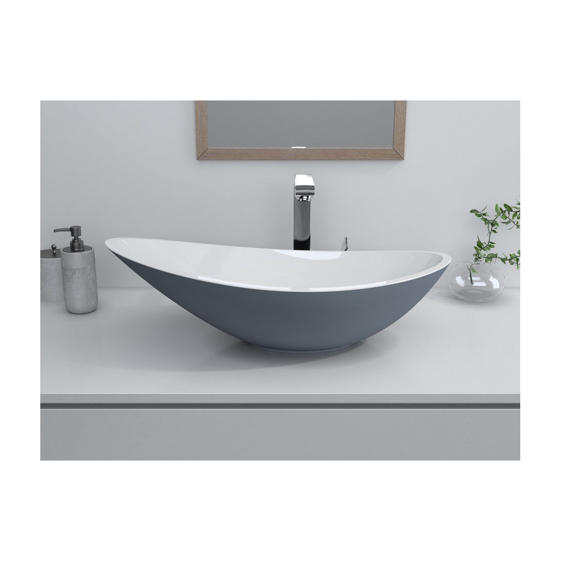 Lavabo en résine Nibo 564x323mm 0TH - Gris