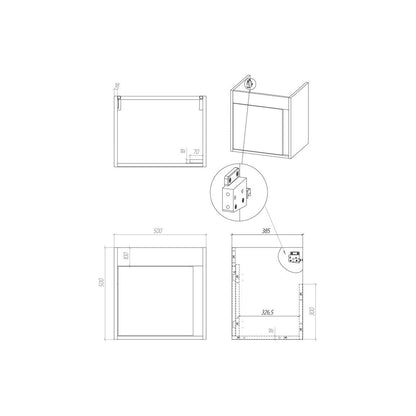 Delmar 510mm Wall Hung Unit Inc. Lavabo - Azul índigo mate