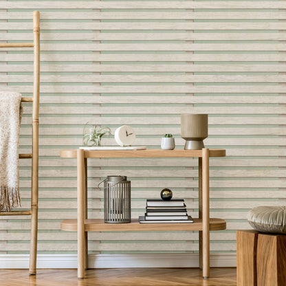 Fine Decor Wood Slats Sage/Natural Wallpaper (FD43218)